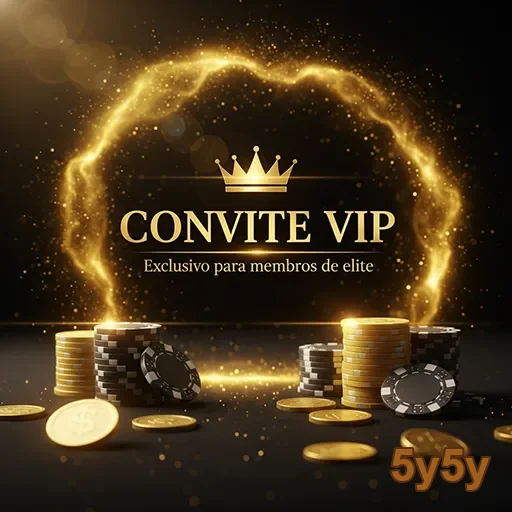 Convite VIP para um evento de cassino do 5y5y, com design elegante e detalhes chamativos.