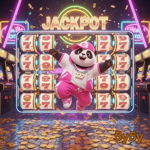 Imagem da slot Jackpot Panda no site 5y5y, mostrando gráficos coloridos e um panda como tema central.